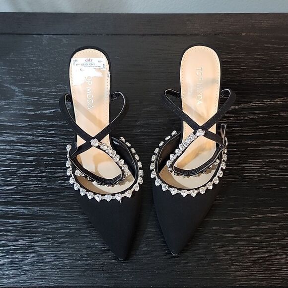 BRAND NEW TOP MODA POINTED TOE JEWEL STUDDED ANKLE STRAP CLOSURE SANDAL - Picture 7 of 16